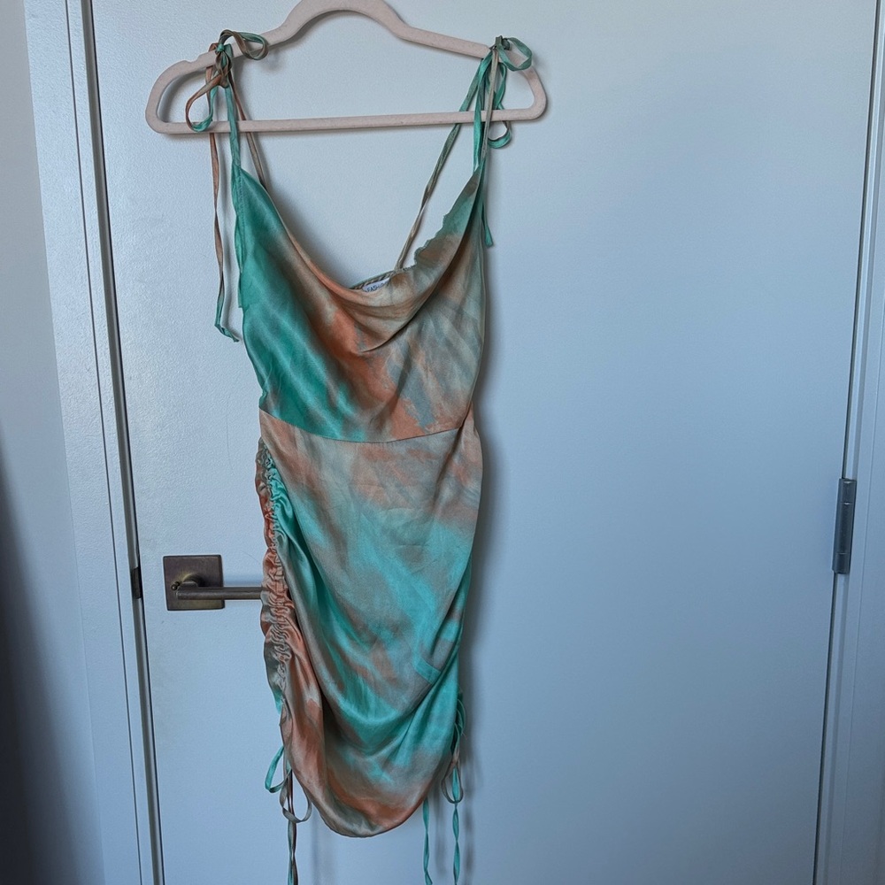 Teal and Orange Tie-Dye Dress